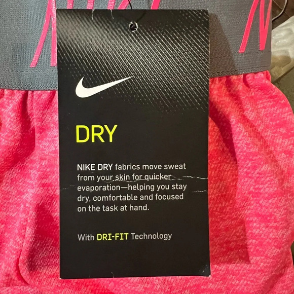 NIKE Dri-FIT Trophy GIRLS Shorts SIZE LARGE Flamingo Pink w Soft Grey Waistband - Picture 7 of 7